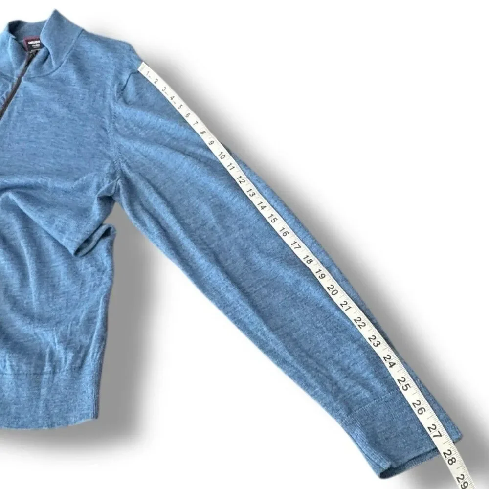 UNTUCKit Sweater Blue Merino Wool Quarter Zip Mock Neck Belguardo Men’s Size XXL